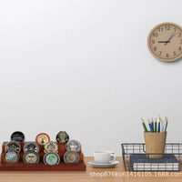 Wooden Tiered Medal & Coin Display Stand - Desktop Organizer for Commemorative Items