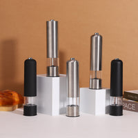 Electric Stainless Steel Pepper Grinder Set with Adjustable Coarseness for Spices and Seasonings