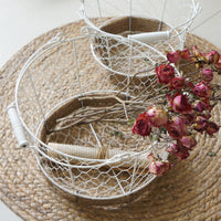 Hand-Woven Iron Wire Storage Basket Vintage Rustic Style Round Organizer Bin