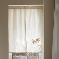 HEGALY Japanese Noren Doorway Curtain with Coconut Tree Print, Linen Blend, No-Drill Installation, Light Filtering