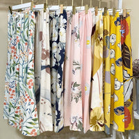 Women's Cotton Rayon Wide Leg Pants Loose Fit Summer Beach Trousers