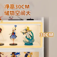 Sanwei Steel Display Cabinet with LED Lights for Collectibles, Dustproof Glass Door Showcase for Living Room, Blind Box Model Organizer