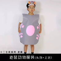 Kids' Mouse Costume for Stage Performance and Cosplay, Zodiac Animal Outfit