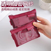 Transparent Nylon Mesh Travel Pouch for Small Items, Cosmetics, and Accessories