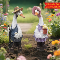 Cute Cartoon Duck 2D Acrylic Outdoor Garden Yard Balcony Landscape Decorative Ground Plug Ornament