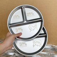 Food Grade Stainless Steel Divided Lunch Plate for Adults and Students, 3-Compartment Meal Prep Tray