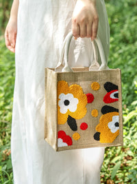 DIY Punch Needle Embroidery Tote Bag Kit with Linen Fabric - Craft Gift Set