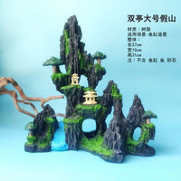 Aquarium Mountain Rock Bridge Ornament Set with Hiding Cave and Artificial Plants