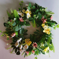 Easter Spring Summer Floral Wreath Hanging Decoration Artificial Flower Door Decor Photography Prop Home Rattan Ring Wall Decor