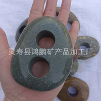 Aquarium Plant Fixing Stone with Double Holes, Landscaping Pebble for Aquatic Plants, Hiding Cave Base