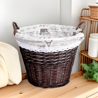Handwoven Wicker Storage Basket with Liner for Laundry, Toys, and Home Organization
