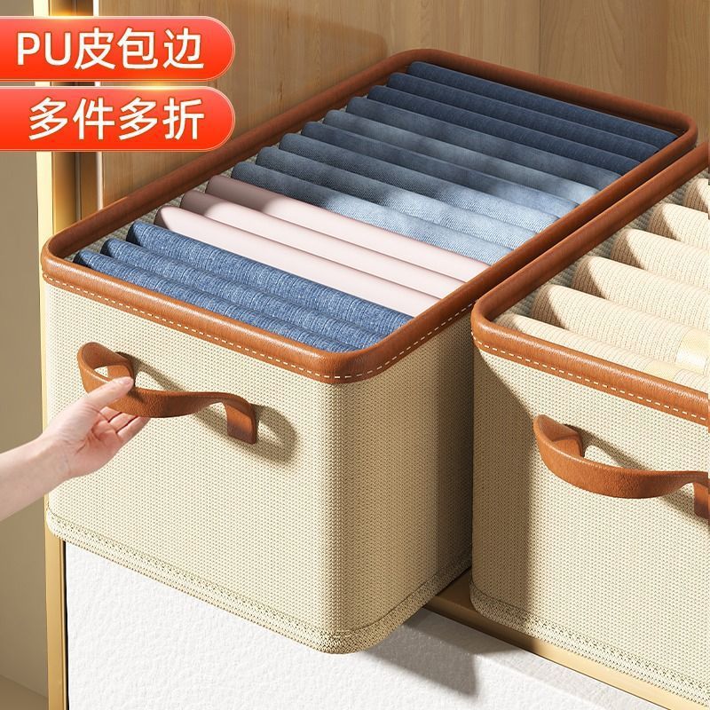 Foldable Fabric Storage Box with Lid, Large Capacity Waterproof Organizer for Clothes and Dormitory Wardrobes