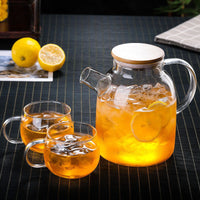 Borosilicate Glass Pitcher Set with Lid for Cold Water, Fruit, and Flower Tea