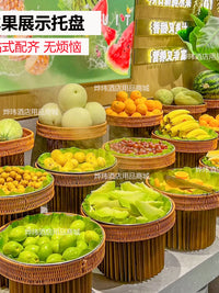 Commercial Buffet Fruit Display Stand with Imitation Woven Basket