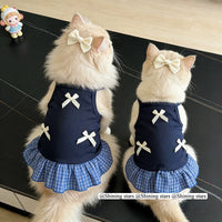 Pet Summer Thin Anti-Shedding Princess Dress with Pearl Necklace for Cats and Small Dogs