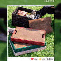 Foldable Outdoor Camping Storage Box with Wooden Lid for Car Trunk Organization