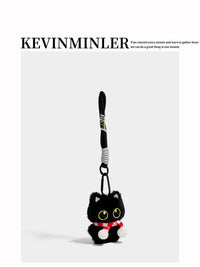 KEVINMINLER Cute Black Cat Plush Keychain Pendant Bag Charm Car Ornament Gift
