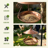 Iron Art Flower Bud Bird Feeder Hanging Ornament for Garden Patio