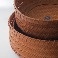 Handwoven Rattan Storage Basket Round Fruit Tray Bamboo Woven Snack Basket
