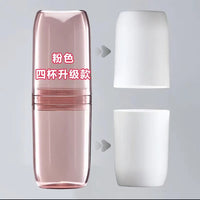 Portable Travel Toothbrush Holder and Mouthwash Cup Set for Couples, 2-in-1 Wash Kit with Toothpaste Storage