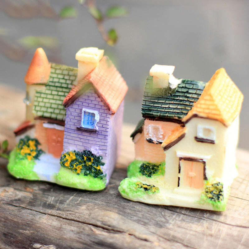 Miniature European Villa House Model for Micro Landscape DIY Assembly