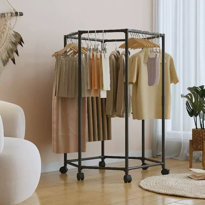 Hexagonal Clothes Drying Rack for Balcony Bedroom, Space-Saving, Thickened, Stable Floor-Standing Garment Hanger