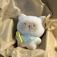 Squeaky Eating Cat Plush Keychain Pendant for Bags and Gifts