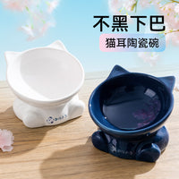 Ceramic Tilted Pet Bowl for Cats and Small Dogs, Anti-Tip Design, Food and Water Dish for Kittens and Puppies