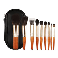 9-Piece Mini Portable Makeup Brush Set for Travel and Beginners - Powder, Stippling, Blush Brushes