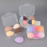 4-Piece Hydrophilic Non-Latex Makeup Sponge Set with Divided Case, Wet and Dry Use