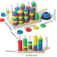 Wooden Rainbow Stacking Rings Educational Toy for Toddlers