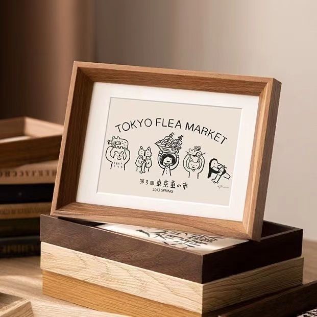 Wooden Photo Frame for Tabletop or Wall Mounting, Walnut/Wood Grain Finish, Multiple Sizes