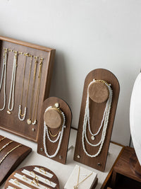 Walnut Wood Jewelry Display Stand for Bracelets, Rings, Necklaces, and Accessories