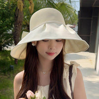 Women's Wide Brim Straw Sun Hat UV Protection Breathable Fisherman Cap for Outdoor Travel