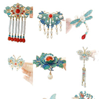 Chinese Style Cloud Pearl Hair Clip with Tassel, Elegant Hanfu Hair Accessory