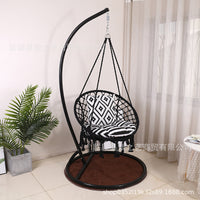 Indoor Woven Macrame Hammock Chair with Tassels for Balcony & Patio