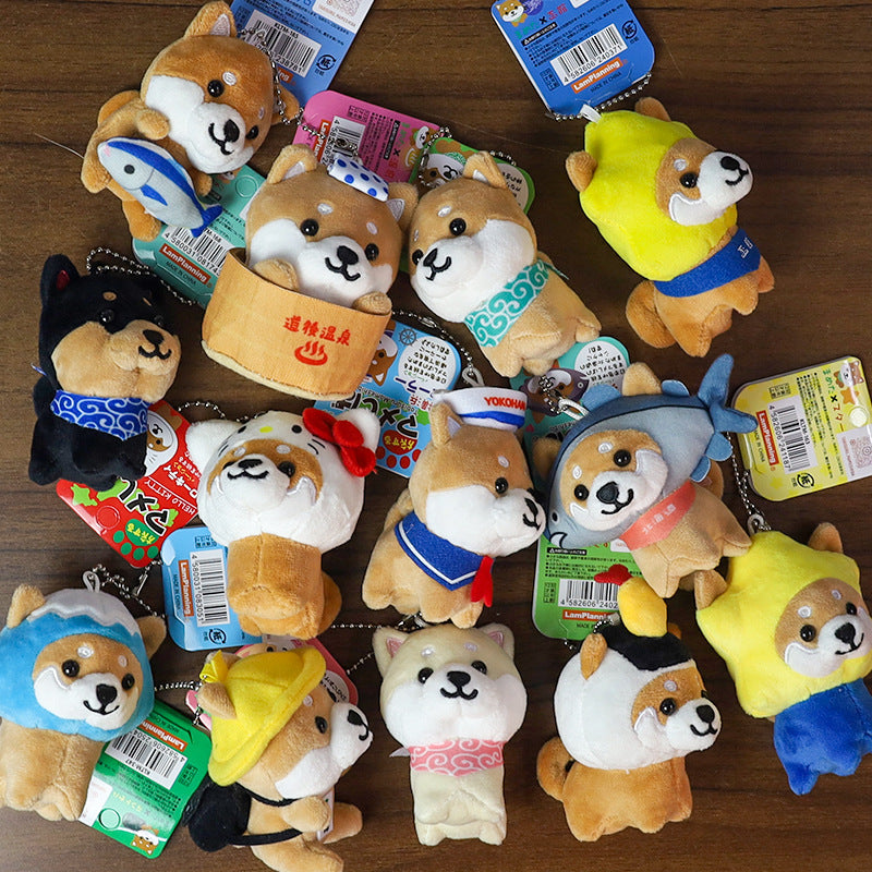 Japanese Shiba Inu Plush Keychain Charm Cartoon Dog Stuffed Animal for Bags and Keys