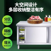 304 Stainless Steel Commercial Kitchen Work Prep Table with Sliding Doors