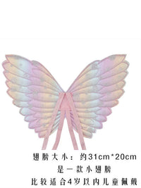 Kids' Butterfly Fairy Wings with Wand and Headpiece Set, Gradient Color Angel Costume Prop