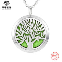 Stainless Steel Tree of Life Essential Oil Diffuser Locket Necklace for Women