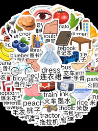 130-260 Pcs English Vocabulary Stickers for Kids' Notebooks & Handbooks, Early Learning