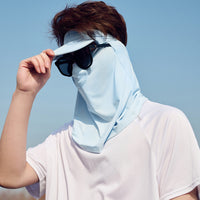 Prince Lulu Summer Ice Silk Cooling Face Mask with Brim for Sun Protection and UV Resistance