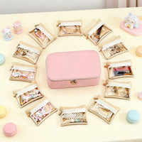 Large Rectangular Jewelry Organizer Box with Portable Pouches, Waterproof Leather Finish, Compartments for Necklaces and Earrings