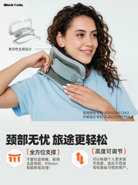 Adjustable U-Shaped Travel Neck Pillow with Eye Mask and Earplugs for Airplane and Long Journeys