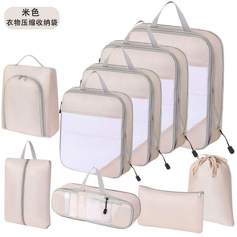 Travel Compression Packing Cubes Set Portable Luggage Organizer Bags for Clothes