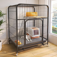 Indoor Cat Cage with Litter Box, Large Cat Villa, Space-Saving Cat House for Small Cats