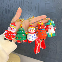 Christmas Santa Snowman Reindeer Keychain Pendant for Car Keys and Bags