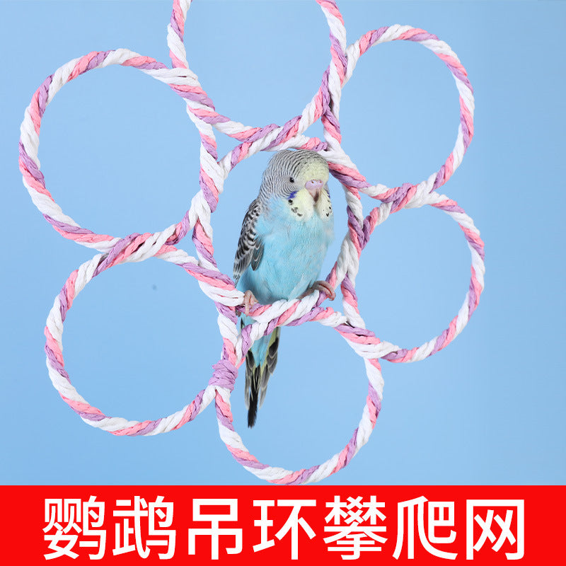 Parrot Climbing Net Hammock Chew Toy for Small to Medium Birds