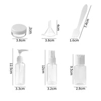 Travel Bottle Set for Cosmetics and Toiletries - Press Pump, Spray, and Cream Jars