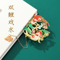 Hollow Metal Bookmark with Chinese Style Design, Vintage Mythical Creatures Brass Bookmark